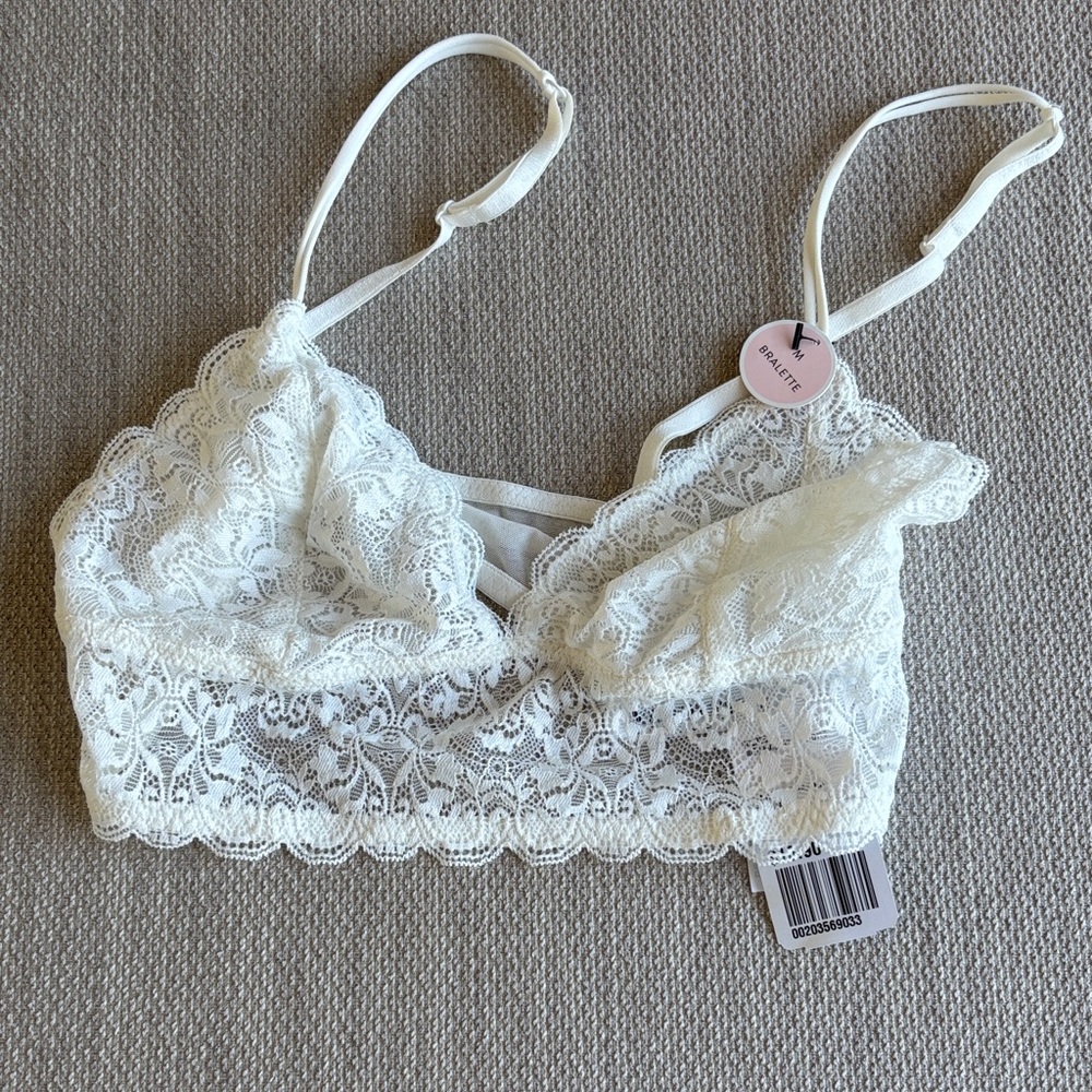 Bralette Lace Longline Crop Top - White
